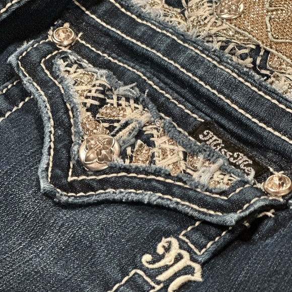 Miss Me Glitter Boot Stretch Jeans Size 27 STYLE JE8178BX - Picture 3 of 15